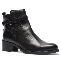 Almafi Black Leather Ankle Boots