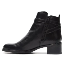 Almafi Black Leather Ankle Boots