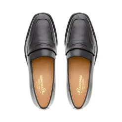 Angeilca Black Leather Penny Loafers