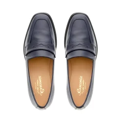 Angeilca Navy Leather Penny Loafers