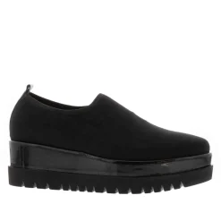 Angelo Black Italian Lycra Wedge Loafers
