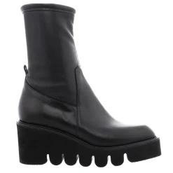 Ariel Black Leather Wavesole Ankle Boots