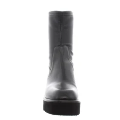 Ariel Black Leather Wavesole Ankle Boots