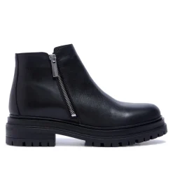 Arletta Black Leather Ankle Boots