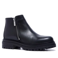 Arletta Black Leather Ankle Boots