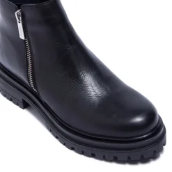 Arletta Black Leather Ankle Boots