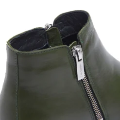 Arletta Green Leather Ankle Boots