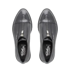 Ash Black Italian Leather Platform Loafers