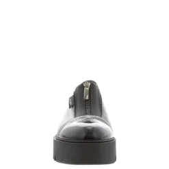 Ash Black Italian Leather Platform Loafers