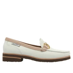 Aubrigo White-Rose Leather Snaffle Loafers
