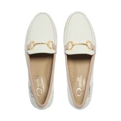 Aubrigo White-Rose Leather Snaffle Loafers