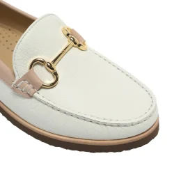 Aubrigo White-Rose Leather Snaffle Loafers