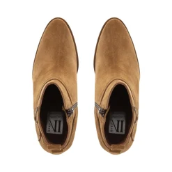 Blaise Tan Suede Block Heel Ankle Boots