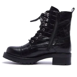 Blanca Black Croc Leather Ankle Boots