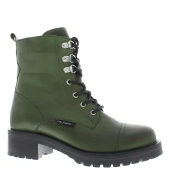 Blanca Chunky Lace-Up Green Leather Ankle Boot