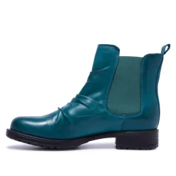 Cavalina Teal Leather Ankle Boots