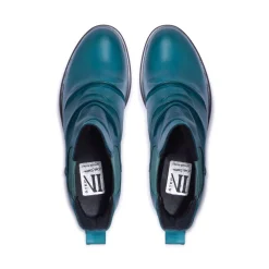 Cavalina Teal Leather Ankle Boots