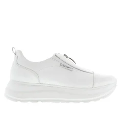 Cestine White Leather Platform Trainers