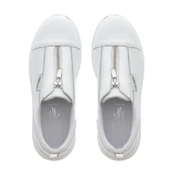 Cestine White Leather Platform Trainers