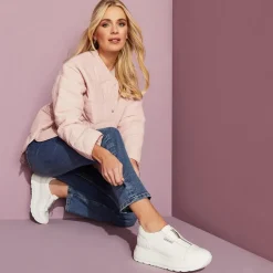 Cestine White Leather Platform Trainers