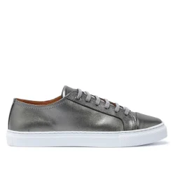 Corianne Pewter Leather Trainers