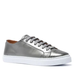 Corianne Pewter Leather Trainers