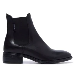 Delicio Black Leather Ankle Boots