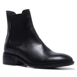Delicio Black Leather Ankle Boots