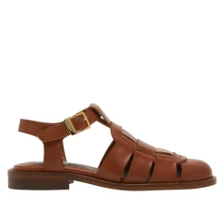 Emelot Tan Leather Flat Sandals