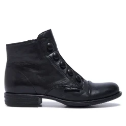 Ester Black Leather Ankle Boots