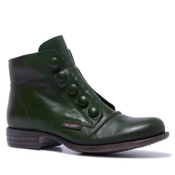 Ester Green Leather Ankle Boots