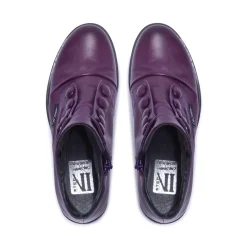 Ester Purple Leather Ankle Boots