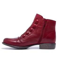 Ester Red Leather Ankle Boots