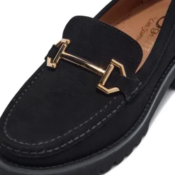 Etana Black Suede Loafers