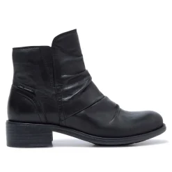 Felice Black Leather Ankle Boots