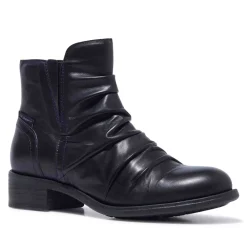 Felice Navy Leather Ankle Boots
