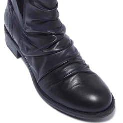Felice Navy Leather Ankle Boots