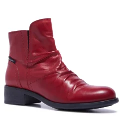 Felice Red Leather Ankle Boots