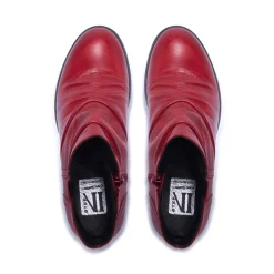 Felice Red Leather Ankle Boots