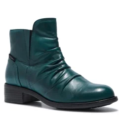 Felice Teal Leather Ankle Boots