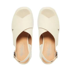 Glorioso Off White Leather Wedge Platform Sandals