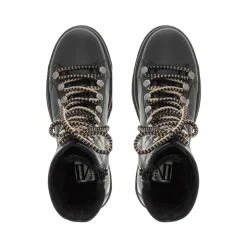 Granada Black Leather Lace Up Ankle Boots