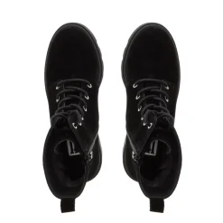 Gusto Black Suede Lace Up Ankle Boots