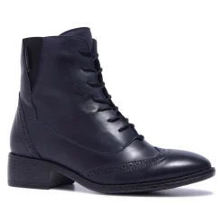 Isla Navy Leather Ankle Boots