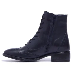 Isla Navy Leather Ankle Boots