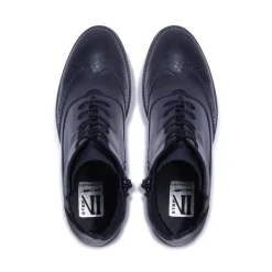 Isla Navy Leather Ankle Boots