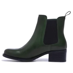 Jax Green Leather Ankle Boots