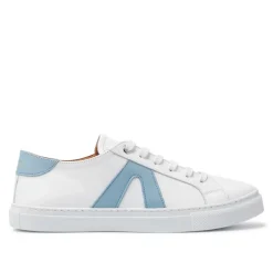 Jessi White Blue Leather Trainers