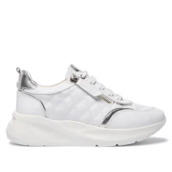 Lestina White Silver Leather Leisure