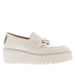 Lizi Italian Off White Chain Wedge Loafers